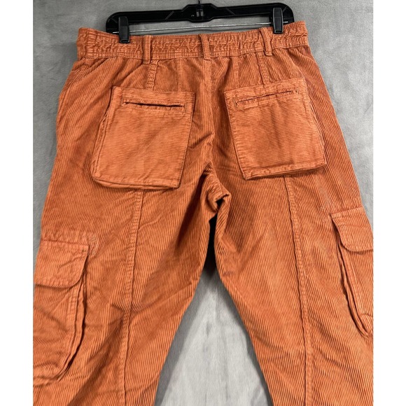 Free People Tahiti Cord Cargo Pants Pull On Drawstring Waist Size Small Orange - Picture 7 of 9